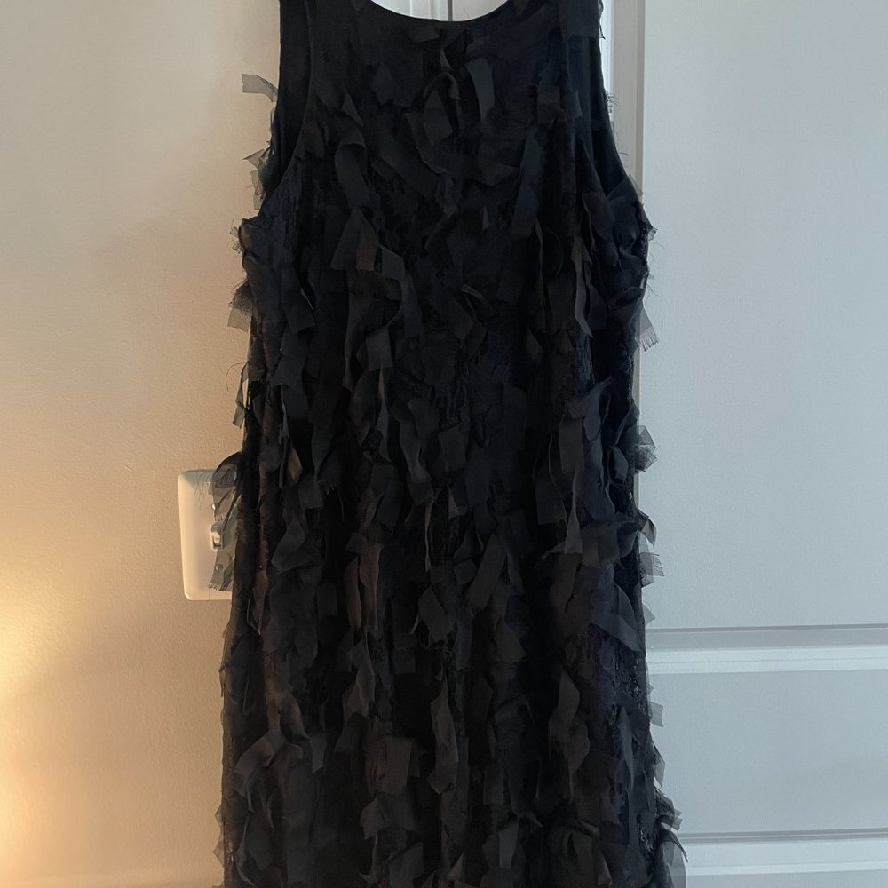 Karen Kane "Hamptons Dress" Black Lace Eyelash Chiffon Sleeveless Sheath - SZ XL - Picture 3 of 4